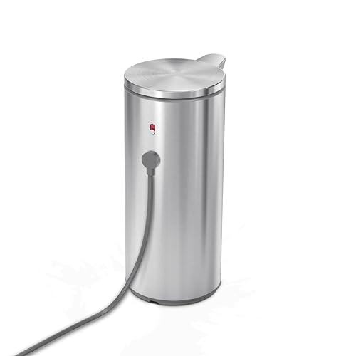 simplehuman 266ml Sensorspender, wiederaufladbarer automatischer Flüssigseifenspender, Variable Dosierung, tropffreies Ventil, IP67 wasserdicht, gebürsteter Edelstahl, ST1082