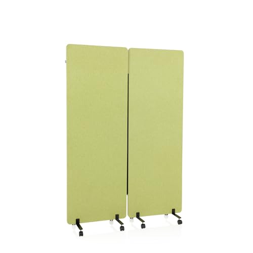 hjh OFFICE Mobile Akustik Trennwand 2er Set 177 x 60 cm FLEXMIUT Stoff Grün Raumteiler mit Rollen & Gleiter 891002