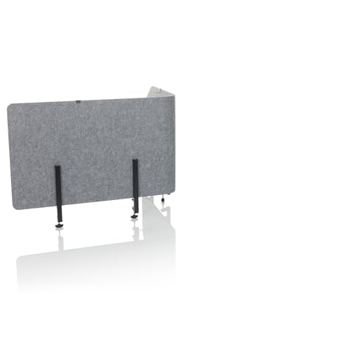 hjh OFFICE Akustik Tischtrennwand FLEXMIUT T TOP 50 x 160 cm Stoff Sichtschutz Schreibtisch, als Eck- oder Front-Trennwand nutzbar, Grau, 891015