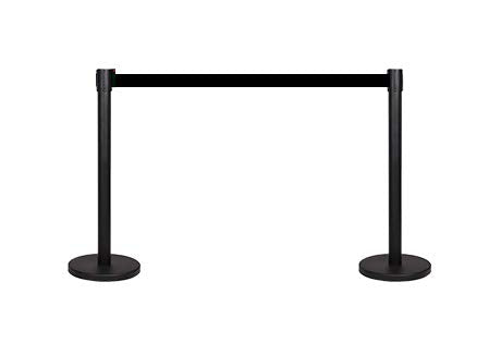 2-Stück-Set FLEXIBARRIER Personenleitsystem Absperrständer Schwarz -Ecoline- 2m Gurtlänge *schwarz*, Absperrständer, Absperrband, Absperrpfosten