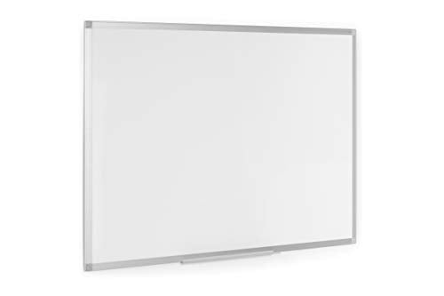 BoardsPlus Magnetisches Whiteboard 90 x 60 cm, Mit Aluminiumrahmen und Stifteablage, Tocken Abwischbar, Wiederbeschreibbar, Weiß, Silber