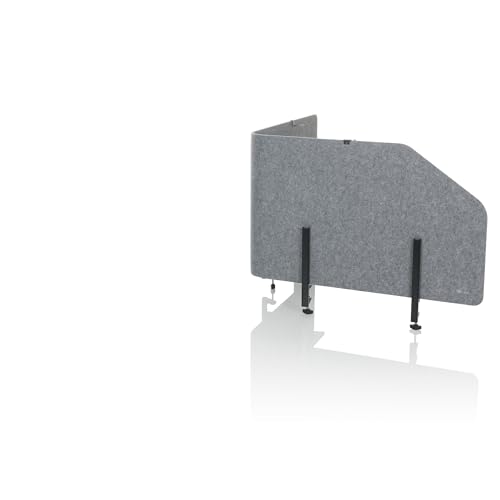 hjh OFFICE Akustik Tischtrennwand FLEXMIUT T TOP 50 x 160 cm Stoff Sichtschutz Schreibtisch, als Eck- oder Front-Trennwand nutzbar, Grau, 891015