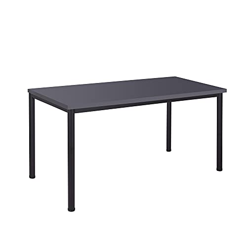 Schreibtisch u. Besprechungstisch mit schwarzem Tischgestell | Konferenztisch Bürotisch Computertisch Mehrzwecktisch Arbeitstisch PC-Tisch Homeoffice-Tisch (anthrazit, 160 x 80 x 77,5 cm)