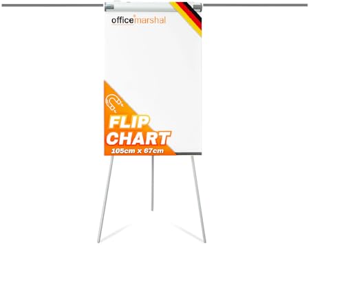 Office Marshal Flipchart Ständer Dreibein Flip Chart Board 68x105cm magnetisch, beschreibbar, höhenv