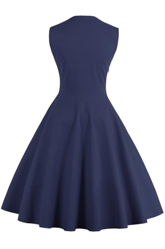 Axoe Damen 50er Jahre Vintage Kleid,Navy,3XL (48 EU)