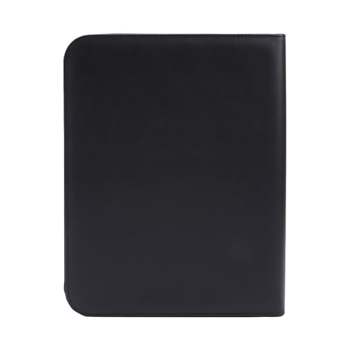 Genie Exclusiv A4 Schreibmappe mit Ringbuch, Taschenrechner, Reißverschluss, inkl. A4-Schreibblock, Lederoptik schwarz
