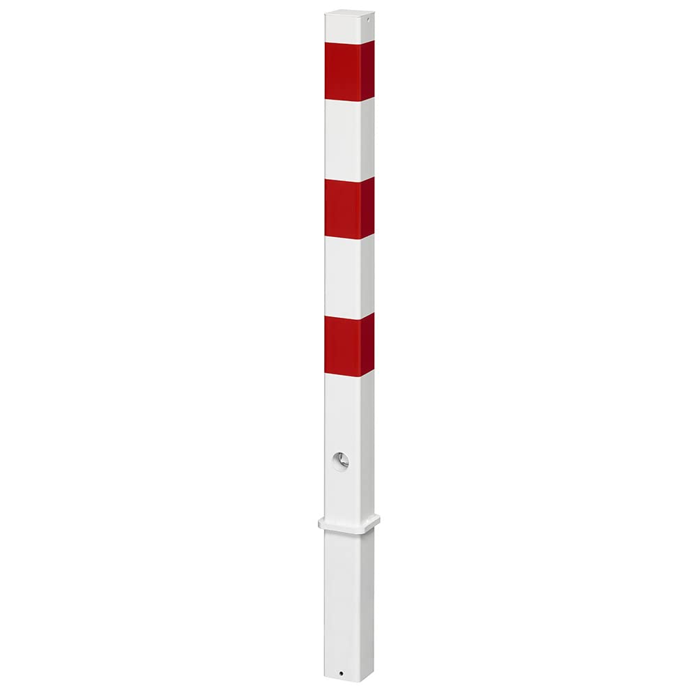 Absperrpfosten aus Stahl SPU 704 rot/weiß - herausnehmbar mit Bodenhülse, Dreikantschloss - Höhe ü. Flur: 900 mm, Vierkantpfosten: 70 x 70 mm - rote Reflexfolie - wolk