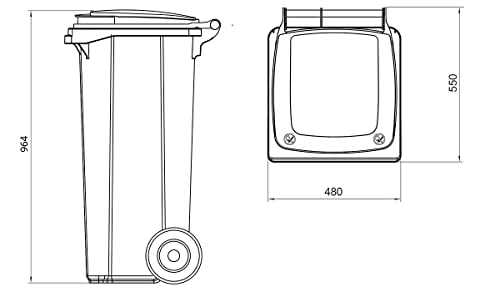 Bauer Mülltonne mit 2 Rädern und Deckel, Müllgroßbehälter, Abfalltonne, Mülleimer, Volumen: 120 Liter, Farbe: Grün, Größe: 964 x 480 x 550 mm