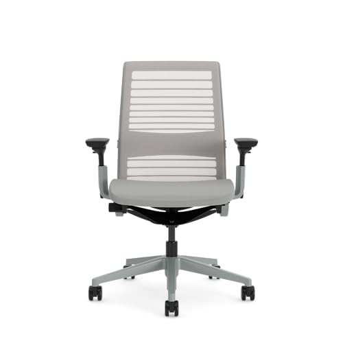 Steelcase Think Glow Up Ergonomischer Bürostuhl mit LiveBack Lumbalstütze, 4D-Armlehnen, nachhaltigem Design Möwengrau /Nickel