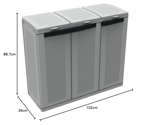 Terry - Ecocab 3, Abfallsammelschrank, Schrank mit 3 Fächern, für Innen- und Außenbereiche, 102x39x88,7 cm