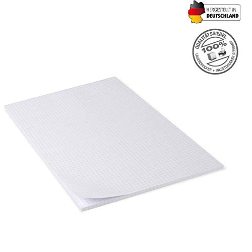 Notizblöcke DIN A4 kariert, 10er Pack, 50 Blatt je Block, 80 g/m² Offset weiß, notizblock24