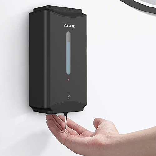 AIKE Kommerzielle Wandhalterung Automatischer Flüssigseifenspender Edelstahl-Finish 1100ml Großes Fassungsvermögen Mattschwarz