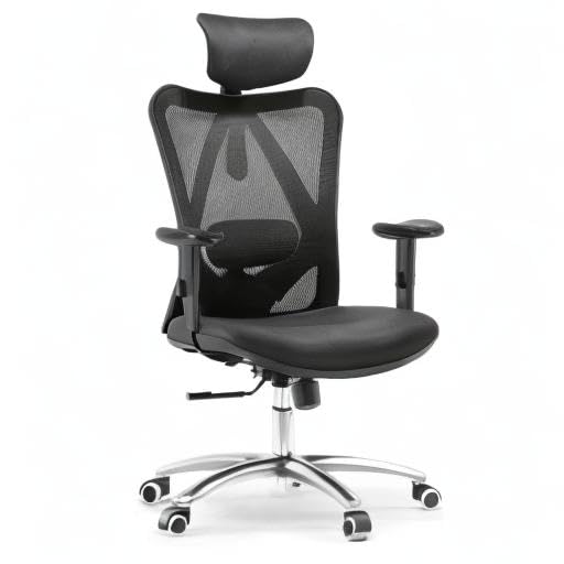 SIHOO Bürostuhl Ergonomischer Schreibtischstuhl, Drehstuhl hat Verstellbarer Lordosenstütze, Kopfstütze und Armlehne, Höhenverstellung und Wippfunktion, Rückenschonend, Bis 150kg/330LB Belastbar