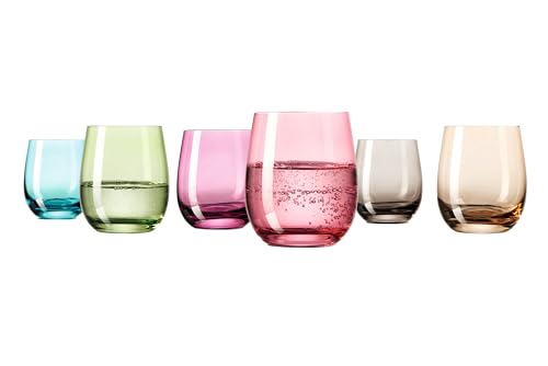 LEONARDO HOME Trinkgläser SORA (6er Set) • Bunte Wassergläser (360 ml) • 6 Farben • Spülmaschinenfest & Langlebig • Mehrfarbige Gläser für Zuhause, Restaurants & Partys • Saft-Glas Sora • 047289