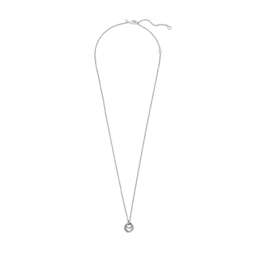 PANDORA Moments Familie Für Immer Verschlungener Anhänger Halskette mit Karabiner-Verschluss aus Sterling-Silber, Kompatibel Moments Armbänder, Größe: 60cm