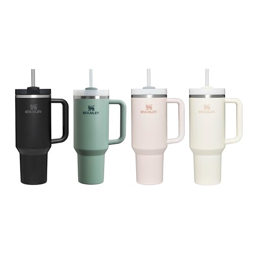 Stanley Quencher H2.0 Flowstate Trinkflasche Mit Strohhalm 1.2L - Thermobecher Kühlt 11 Stunden - 48 Stunden Eisgekühlt - Spülmaschinenfest - Thermosflasche BPA Frei - Edelstahl Trinkbecher - Rose