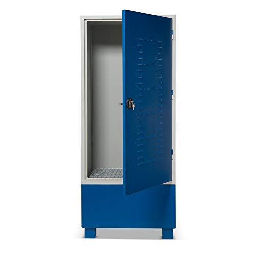 Steinbock Gefahrstoffschrank aus Stahlblech | HxBxT 200 x 85 x 70 cm | integrierte Auffangwanne mit 220 l Volumen | unterfahrbar | vollmontiert | Gefahrstoff-Depot für Innen- und Außenbereich
