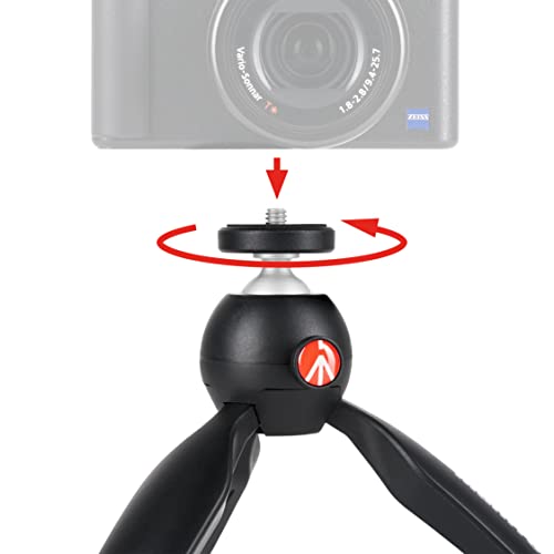 Manfrotto MTPIXIMII-B, PIXI Mini-Stativ mit Handgriff für kompakte Systemkameras, DSLRs, Spiegellos, Video, Hergestellt in Italien, aus Technopolymer und Aluminium, Schwarz