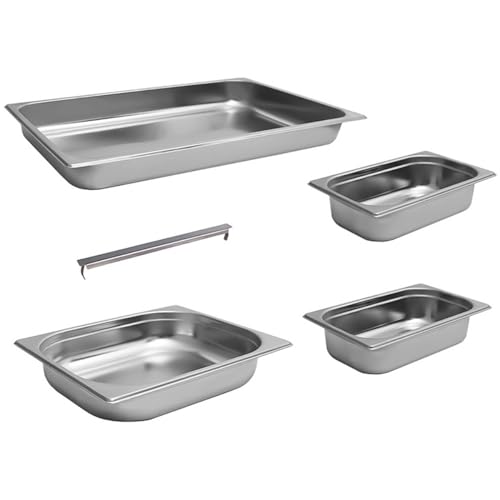 ZORRO - 2X Chafing Dish Speisewärmer - 15-Teilig - inkl. Behälter - Wärmebehälter für Speisen - Edelstahl Buffet-Set - Profi Set - Gastro Qualität - Rechaud für Catering