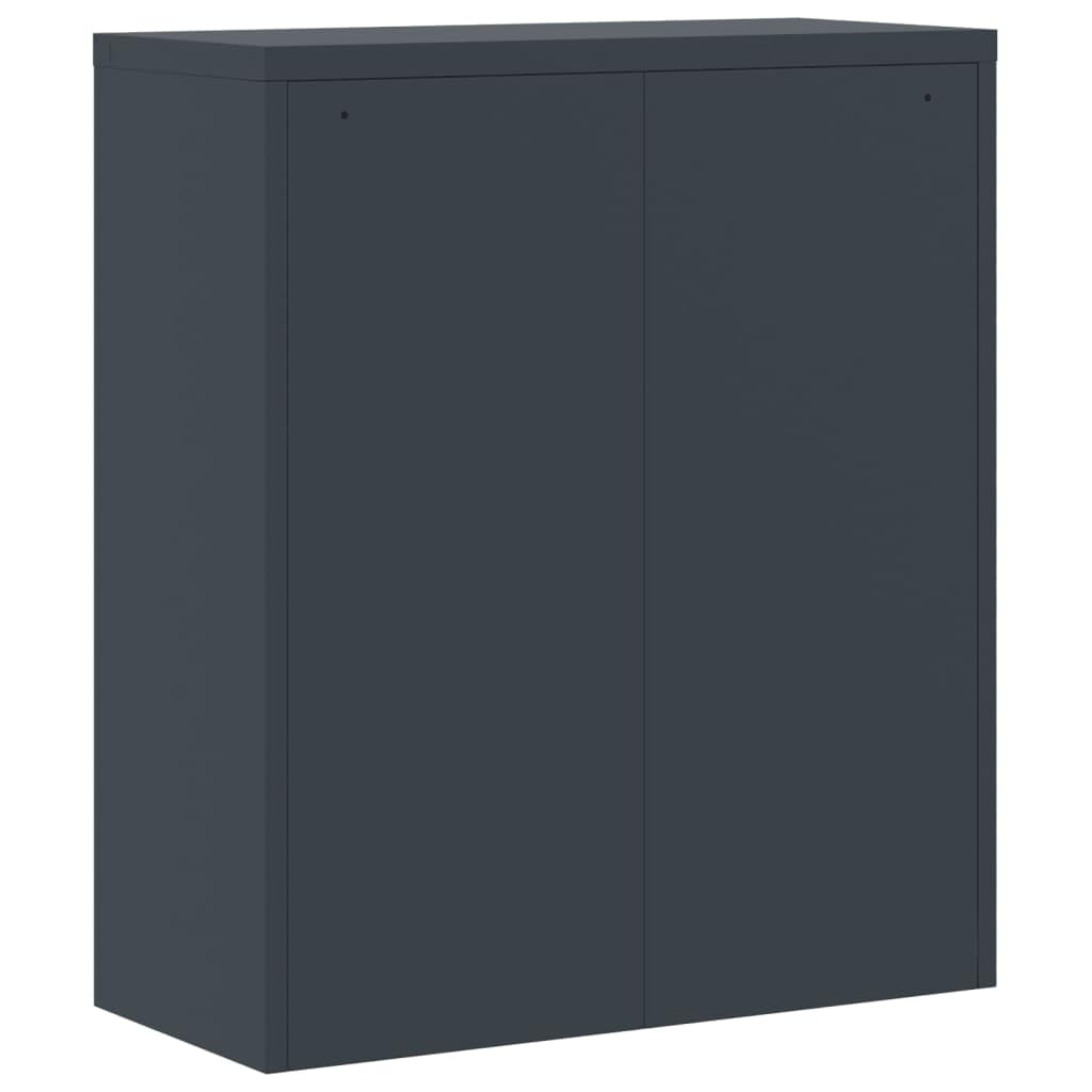 vidaXL Aktenschrank, Büroschrank mit 2 Einlegeböden, Abschließbar Metallschrank Schrank mit Türen, Aufbewahrungsschrank Büromöbel, Anthrazit Stahl