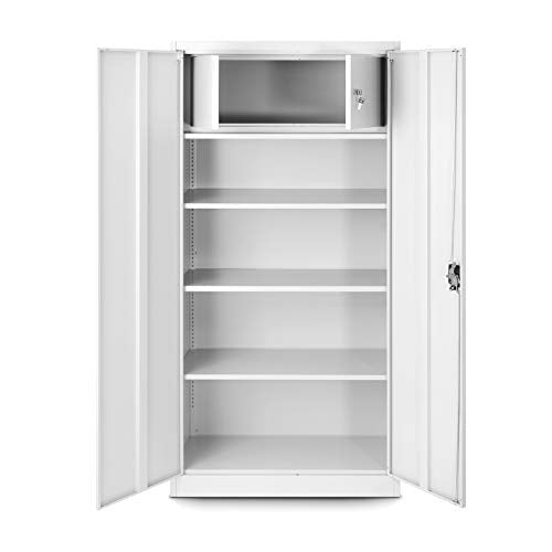 Jan Nowak by Domator24 Aktenschrank mit Geheimfach C001D Metallschrank Büroschrank Stahlblech Pulverbeschichtung 185 cm x 90 cm x 45 cm (Weiß)