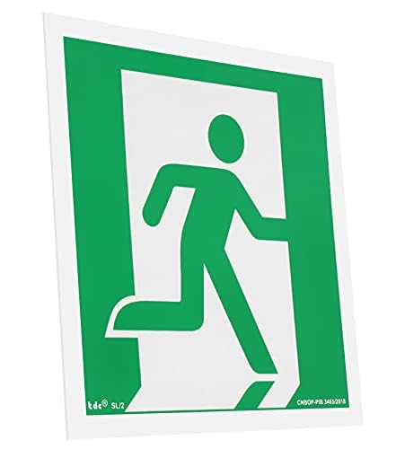 notlok Safety Work - Notausgangsschild Nachleuchtend [ 15 x 15 cm ] | PVC Platte mit Schaumstoffklebeband | DIN EN ISO 7010, DIN 67510 | Fluchtwegschilder Nachleuchtend, Notausgang Schild Beleuchtet