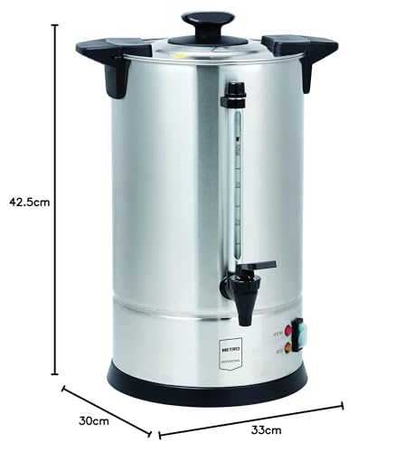 METRO Professional Kaffeemaschine GCM4007, 6.75 Liter, 45 Tassen, 950 W, mit Filter, Warmhaltefunktion, Überhitzungsschutz, Füllstandsanzeige, Kühle Außenwand, Deckelverschluss, silber