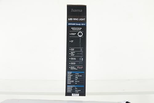 Hama LED Ringlicht mit Stativ Handy (12“ Ringleuchte, 30 cm Durchmesser, Dreibein Stativ für das Smartphone, ausziehbar bis 215 cm, dimmbares Kreislicht, Bluetooth Fernauslöser) schwarz