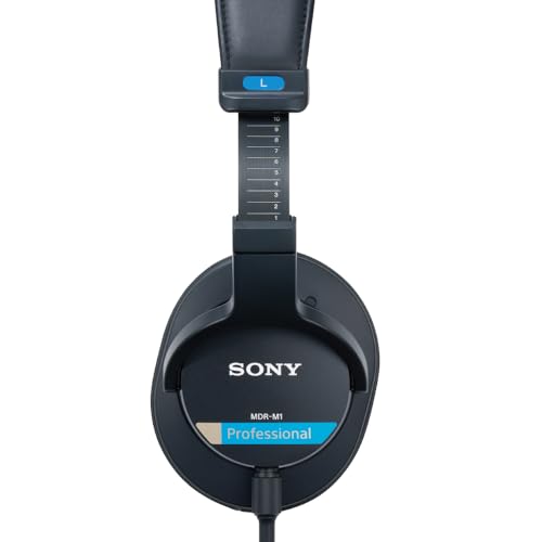 Sony MDR-M1 Studio-Kopfhörer mit geschlossenem Rücken - kabelgebunden, Ultra-Breitband-Wiedergabe (5Hz-80kHz), ideal für Studioaufnahmen und -abmischungen, leicht (216g), 2 abnehmbare Kabel, schwarz