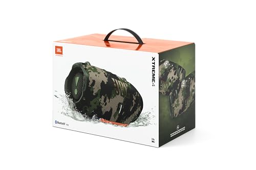 JBL Xtreme 4 Musikbox in Camouflage – Tragbare Bluetooth-Lautsprecher-Box mit tiefem Bass, KI-Sound-Boost und integrierter Powerbank – Wasserfest und staubfest – 24 Laufzeit