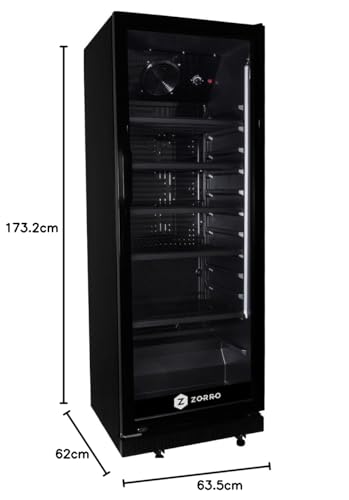 ZORRO - Getränkekühlschrank ZKB 360 - schwarz - Flaschenkühlschrank - Kühlschrank mit Glastüre - Gastro Getränkekühler - Partykühlschrank