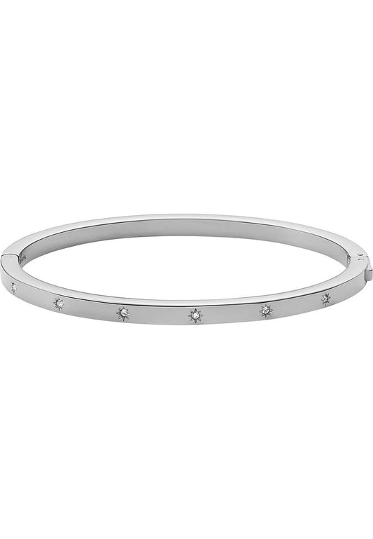 Fossil Sadie Damenarmband aus Edelstahl mit Druckknopfverschluss, Silberfarben