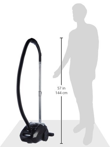 Amazon Basics Staubsauger mit Beutel, leistungsstark, für Hart- und Teppichböden, HEPA-Filter, mit Geschwindigkeitskontrolle, 700 W, 3.0 L, EU, Schwarz