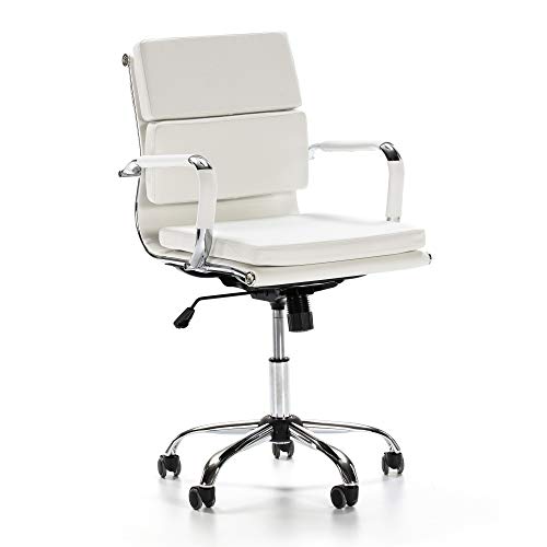 VS Venta-stock Fenix Schreibtischstuhl Weiß, Wippfunktion & Armlehne - Ergonomic, höhenverstellbar