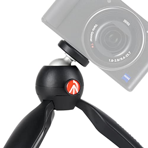 Manfrotto MTPIXIMII-B, PIXI Mini-Stativ mit Handgriff für kompakte Systemkameras, DSLRs, Spiegellos, Video, Hergestellt in Italien, aus Technopolymer und Aluminium, Schwarz