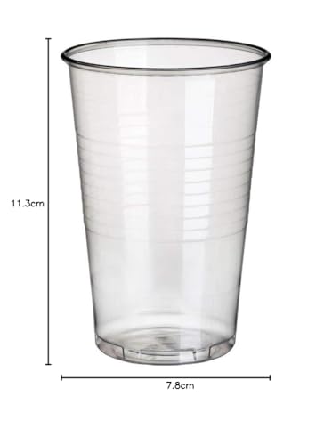 Papstar Plastikbecher / Kunststoffbecher 0.3 l transparent (100 Stück) ø 7.8 cm, Höhe 11.3 cm mit Füllstrich, praktischer Einwegbecher für Feste und Partys wie Geburtstag oder Grillparty, #16130