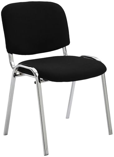 CLP Konferenzstuhl Ken Chrom mit hochwertiger Polsterung und Stoffbezug I Stapelstuhl mit robustem Metallgestell in Chromoptik, Farbe:schwarz