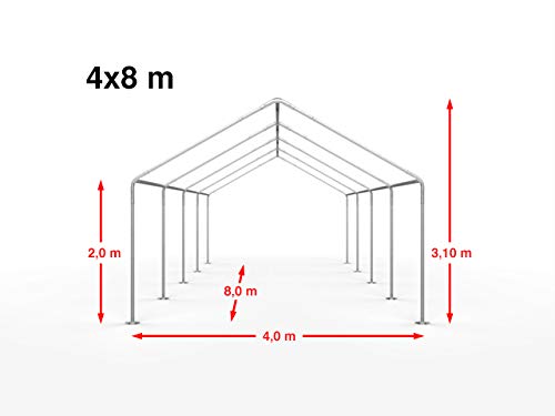 TOOLPORT Hochwertiges Partyzelt 4x8 m Pavillon Zelt PE Plane 450 N Gartenzelt Festzelt Wasserdicht weiß