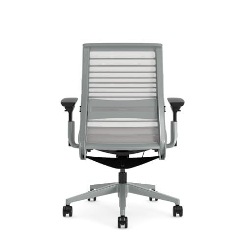 Steelcase Think Glow Up Ergonomischer Bürostuhl mit LiveBack Lumbalstütze, 4D-Armlehnen, nachhaltigem Design Möwengrau /Nickel