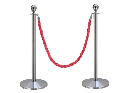 2-Stück-Set FLEXIBARRIER Personenleitsystem Absperrung mit Kordel -Basic- (Silber) Kordelständer/Absperrständer (2X Pfosten + 1x Rot Kordel)