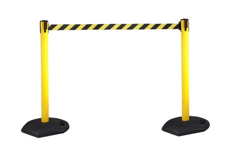 2-Stück-Set FLEXIBARRIER Personenleitsystem Absperrständer Gelb -Safety- 3m Gurtlänge *Schwarz-Gelb*, Absperrständer, Absperrband, Absperrpfosten