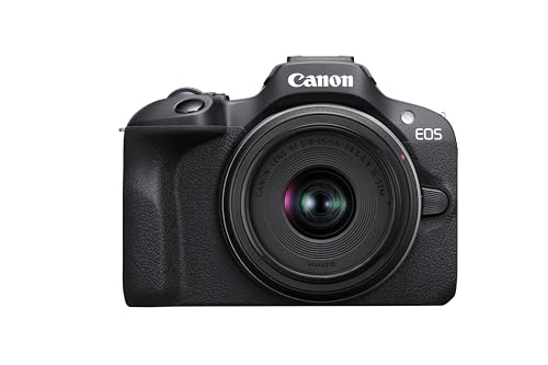 Canon EOS R100 + RF-S 18-45mm F4.5-6.3 is STM Objektiv + Kameratasche + 64GB SD-Karte (Spiegellose Digitalkamera, 4k Videokamera, 24,1 Megapixel, Bildstabilisator, Objektivsteuerring, WLAN) schwarz