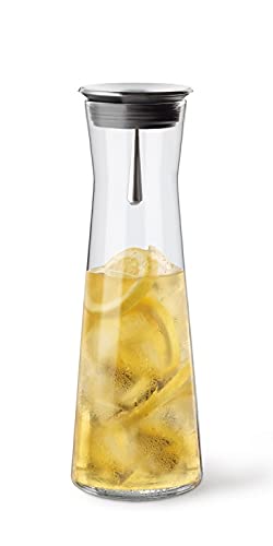 Bohemia Cristal 093 006 103 SIMAX Karaffe ca. 1100 ml aus hitzebeständigem Borosilikatglas mit praktischem Ausgießer aus Edelstahl "Indis", 10.2 x 10.2 x 30.5 cm