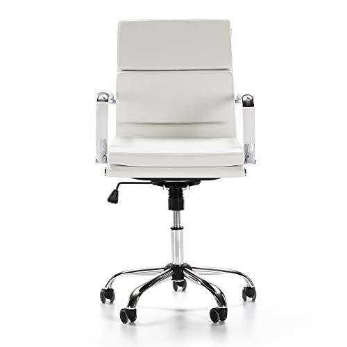 VS Venta-stock Fenix Schreibtischstuhl Weiß, Wippfunktion & Armlehne - Ergonomic, höhenverstellbar