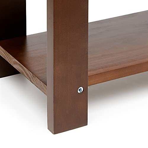 Amazon Basics Schuhablagebank aus massivem Kiefernholz - Braun, 70 x 26 x 45 cm