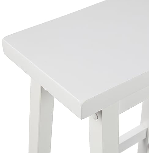 Amazon Basics Hocker für Küchentheke, Sitzfläche aus Massivholz, 61 cm hoch, Weiß, 2 Stück