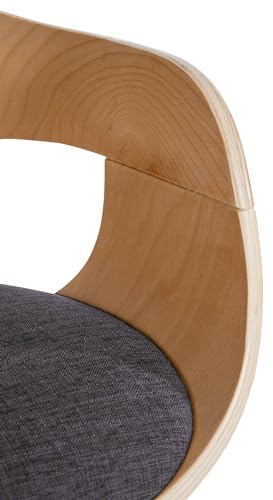 CLP Retrostuhl Kingston mit Stoffbezug und umlaufender Rückenlehne I Pflegeleichter Lehnstuhl mit Polsterung und robustem Holzgestell, Farbe:Natura/hellgrau