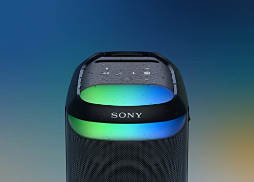 Sony SRS-XV800 - Bluetooth, Party Box Lautsprecher, Kraftvoller 360° Sound, tragbar, 5 Front-/2 Rücklautsprecher, MEGA Bass, 25h Akkulaufzeit, LED Licht, IPX4 wasserdicht, Schnellladung– Schwarz