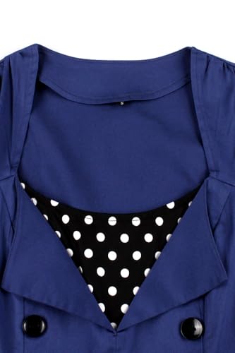 Axoe Damen 50er Jahre Vintage Kleid,Navy,3XL (48 EU)
