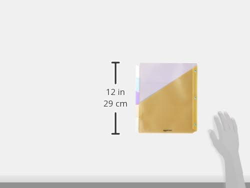 Amazon Basics Kunststoff-Trennblätter mit 2 Taschen, 3 Stück, Mehrfarbig, letter size